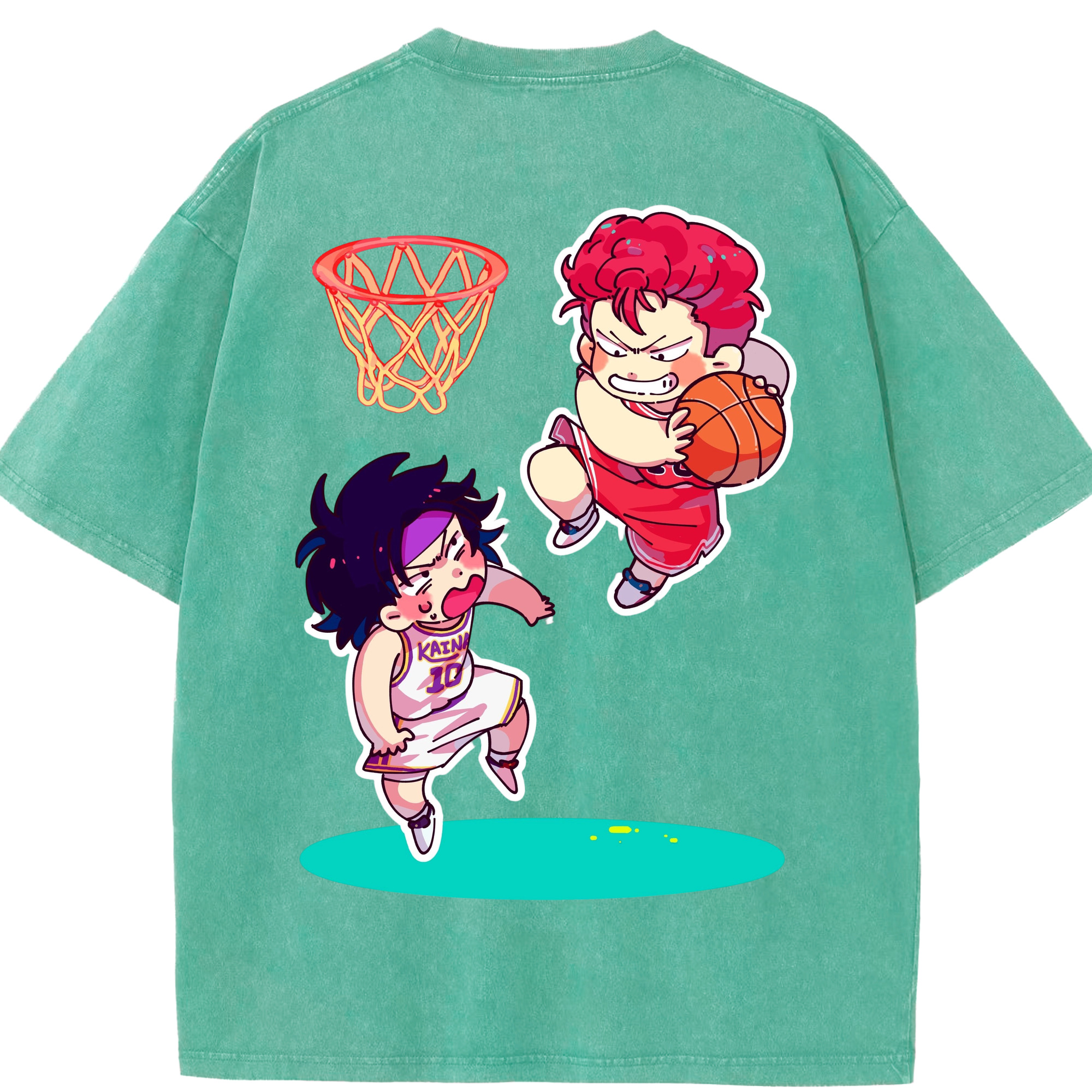 SLAM DUNK／スラムダンク 綿100% ヴィンテージ風 半袖Tシャツ（背面プリント）